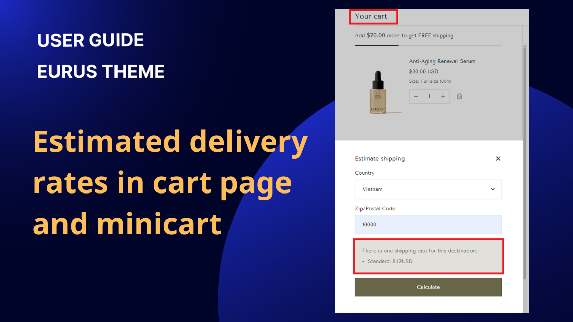 Estimated delivery rates in cart page/minicart