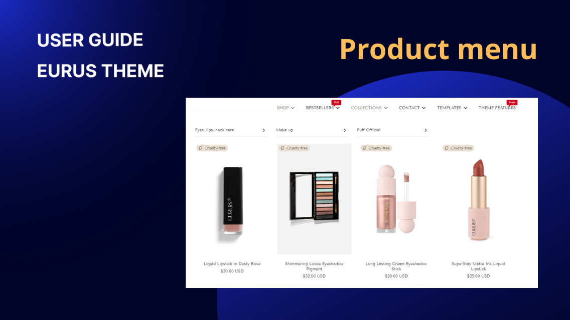 How to set up the Product menu style?