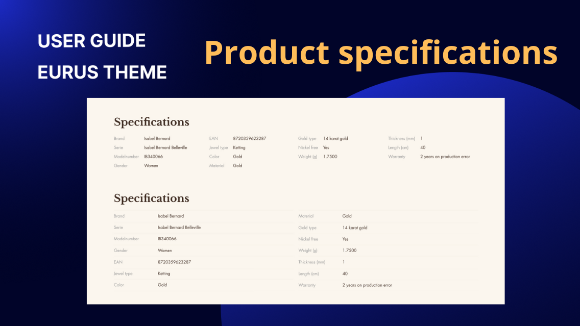 Product specifications