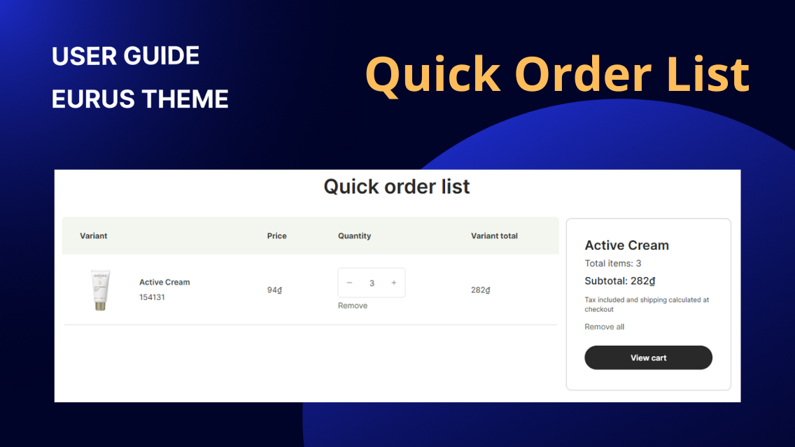 Quick Order List – Omni Themes Support Center