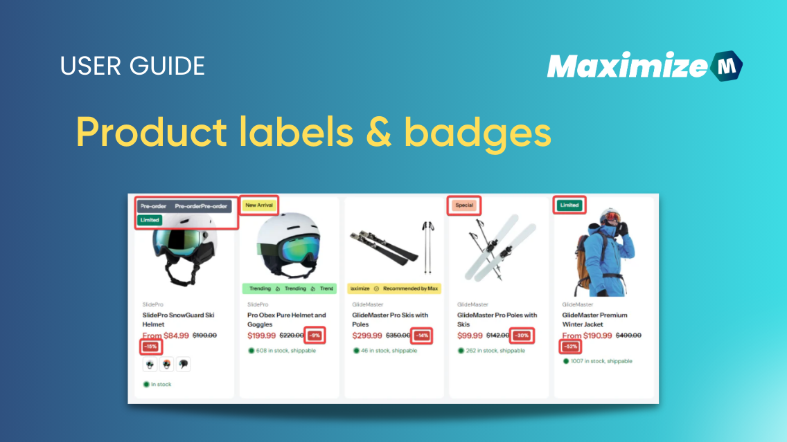 Product labels and badges
