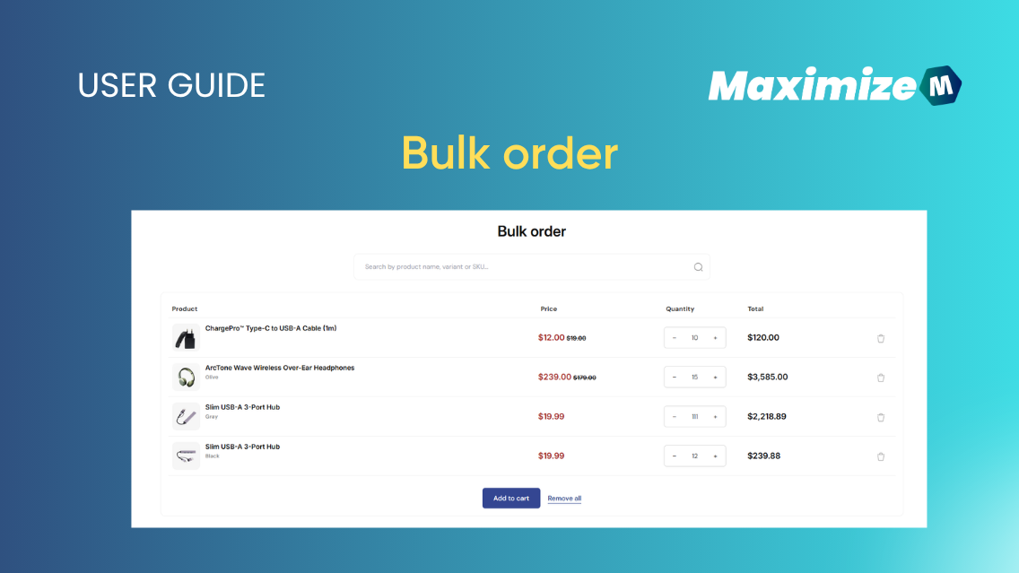 Bulk order (B2B feature)