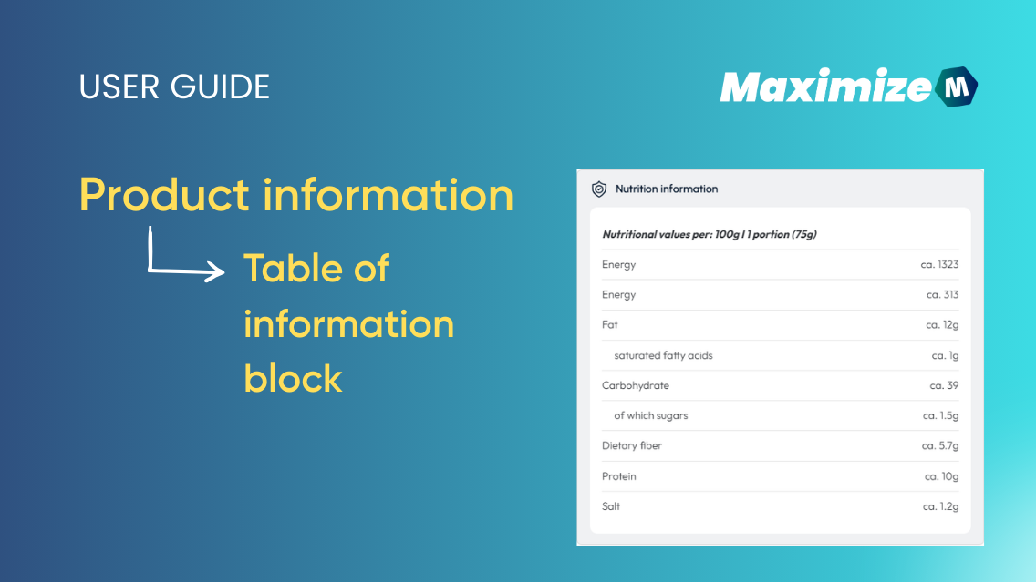 Product information > Table of information – Omni Themes Support Center