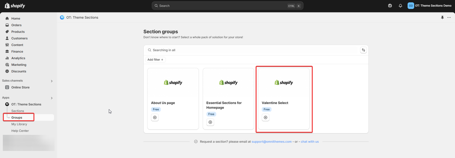 How to install a Group of Sections